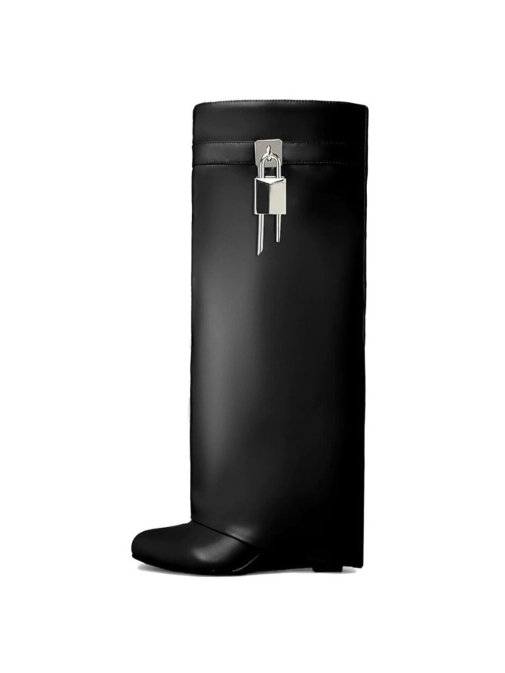 Fold Over Wedge Boots Heeled PadLock Pant Knee High Shoes Tall/Short Booties